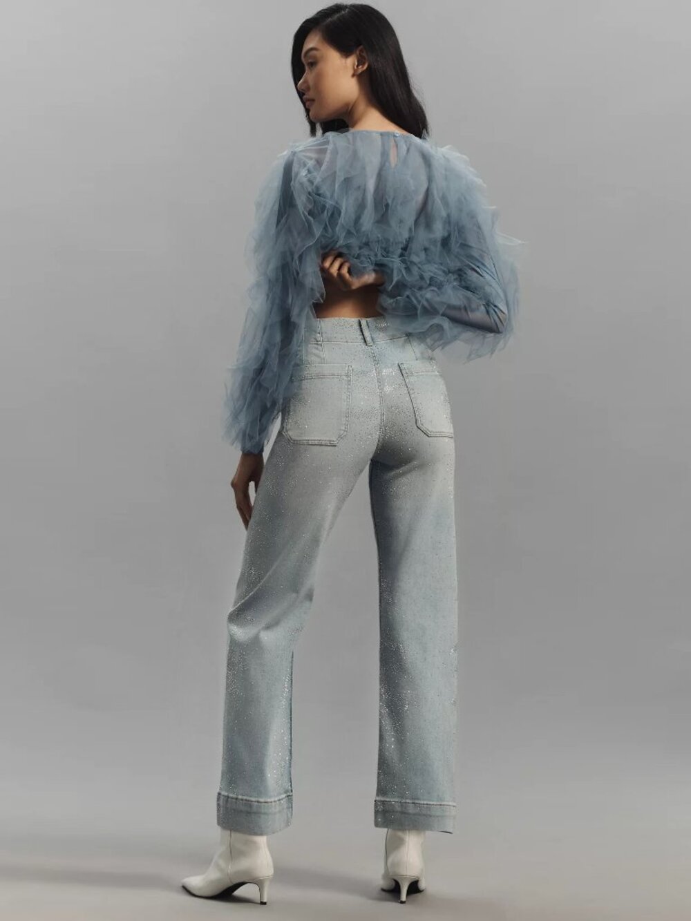 Maeve Colette Rhinestone High-Rise Wide-Leg Jeans NWOT - Picture 2 of 10